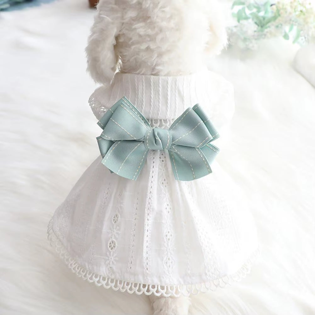 Pet Dress Bow-Knot Design Decorative Breathable Pet Dogs Cats Sleeveless Dress for Summer