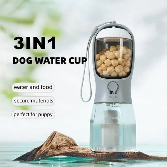 Multi-Functional Portable Dog Water Cup with Food and Waste Bag Holder - Perfect Pet Supplies for On-the-Go Adventures!