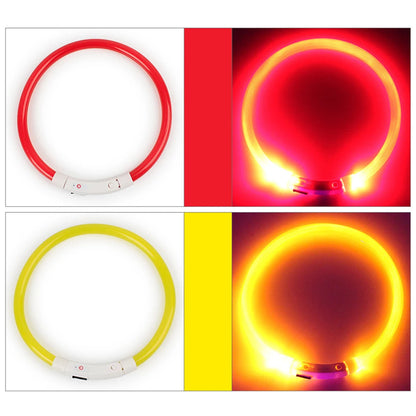 Glow Dog Collars Rechargeable LED Night Flashing Luminous USB Charging Pet Dog Puppy Neck Collar Light S M L Size