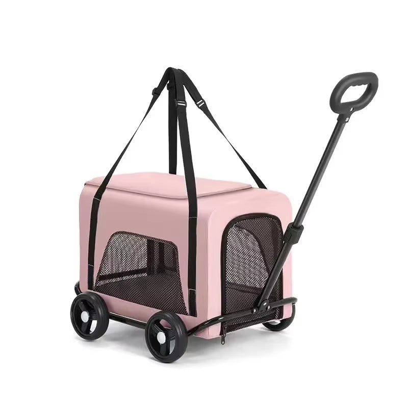 Lightweight 4-Wheel Pet Travel Trolley - Detachable Dog Stroller & Carrier for Cats and Dogs