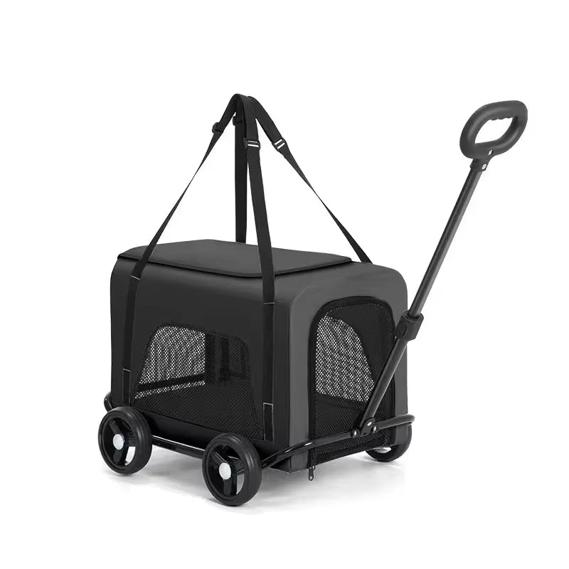 Lightweight 4-Wheel Pet Travel Trolley - Detachable Dog Stroller & Carrier for Cats and Dogs