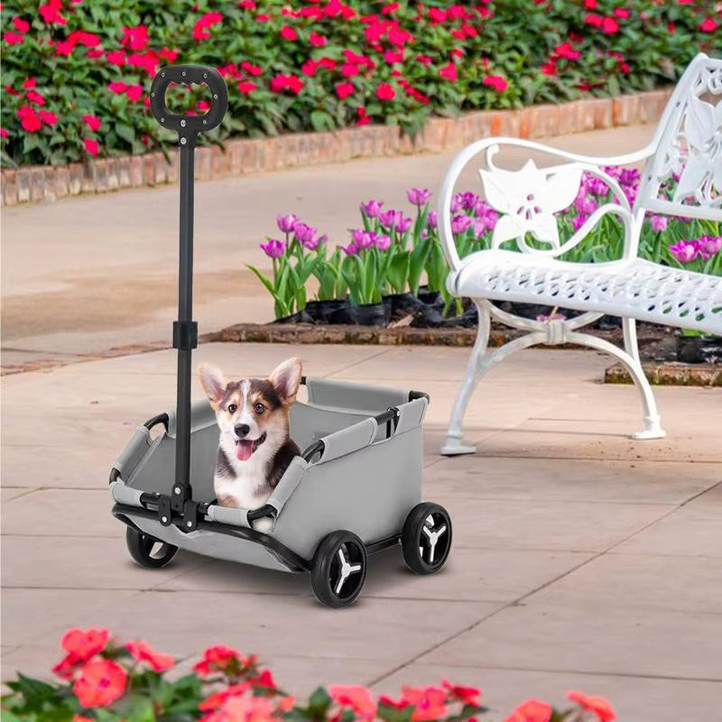 Lightweight Folding Small Dog Stroller - 4-Wheel Pet Carriage for Travel and Shopping