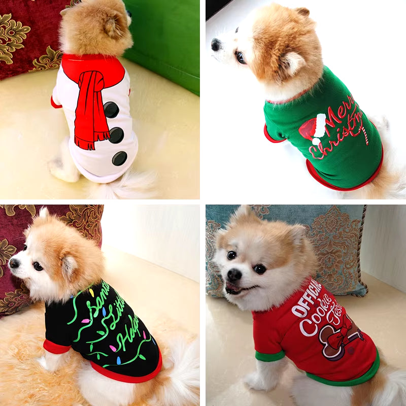 Christmas Dog Clothes New Year Pets Dogs Clothing for Small Medium Dogs Costume Chihuahua Pet Shirt Warm Dog Clothing Yorkshire