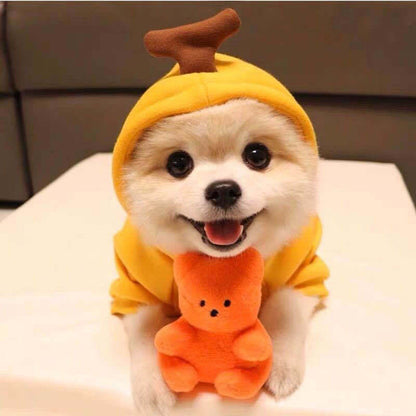 Cute Fruit Dog Clothes for Small Dogs Hoodies Winter Warm Fleece Pet Clothing Puppy Cat Costume Coat for French Chihuahua Outfit