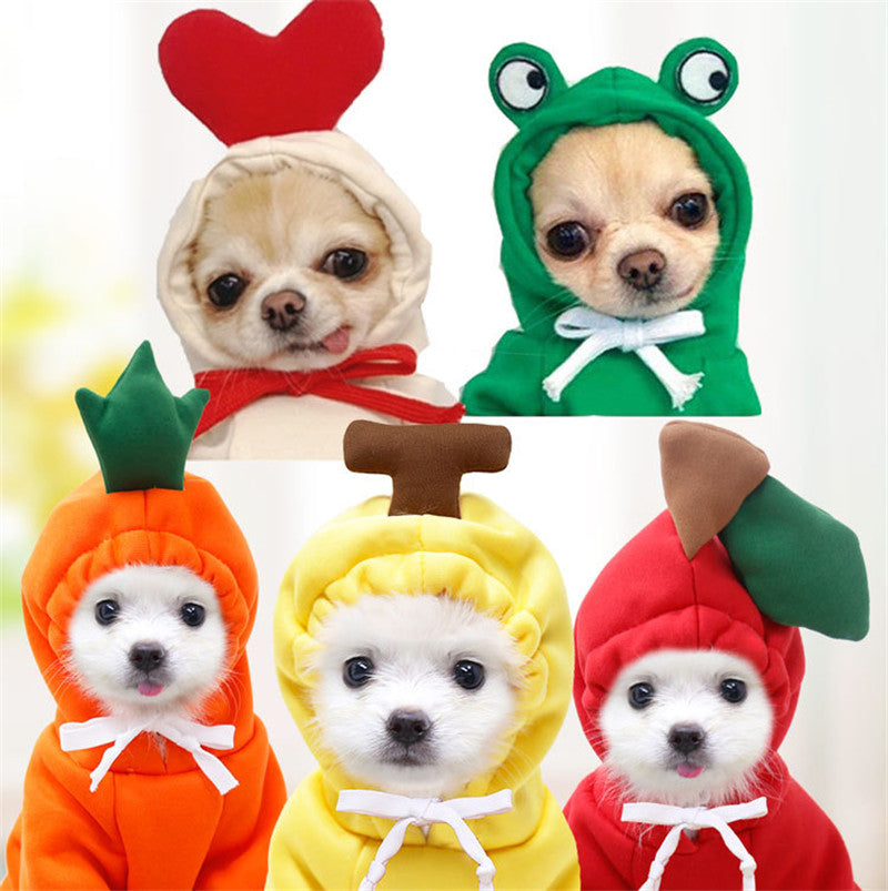 Cute Fruit Dog Clothes for Small Dogs Hoodies Winter Warm Fleece Pet Clothing Puppy Cat Costume Coat for French Chihuahua Outfit