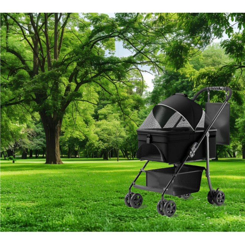 Versatile 2-in-1 Folding Dog Stroller with Removable Travel Carrier - Perfect for Small to Medium Pets! Waterproof, Stylish, and Great for Outdoor Adventures!