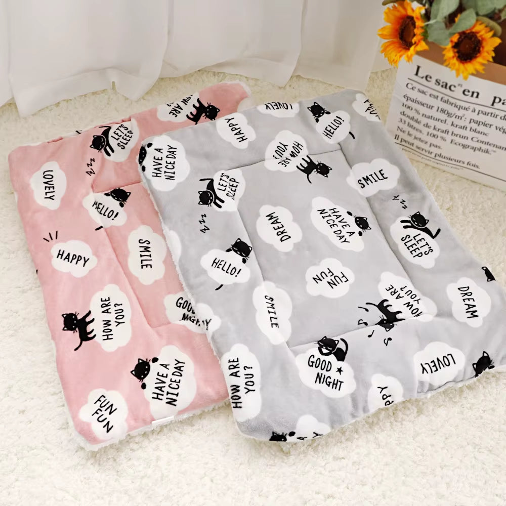 Fleece Cat Bed Mat Pet Bed Mat New Pet Soft Dog Cat Blanket Winter Foldable Pet Cushion Soft Warm Sleep Mat Cat Supplies