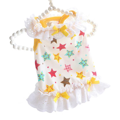 Pet Dress Bow-Knot Design Decorative Breathable Pet Dogs Cats Sleeveless Dress for Summer