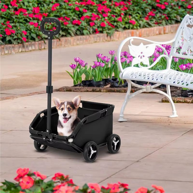 Lightweight Folding Small Dog Stroller - 4-Wheel Pet Carriage for Travel and Shopping