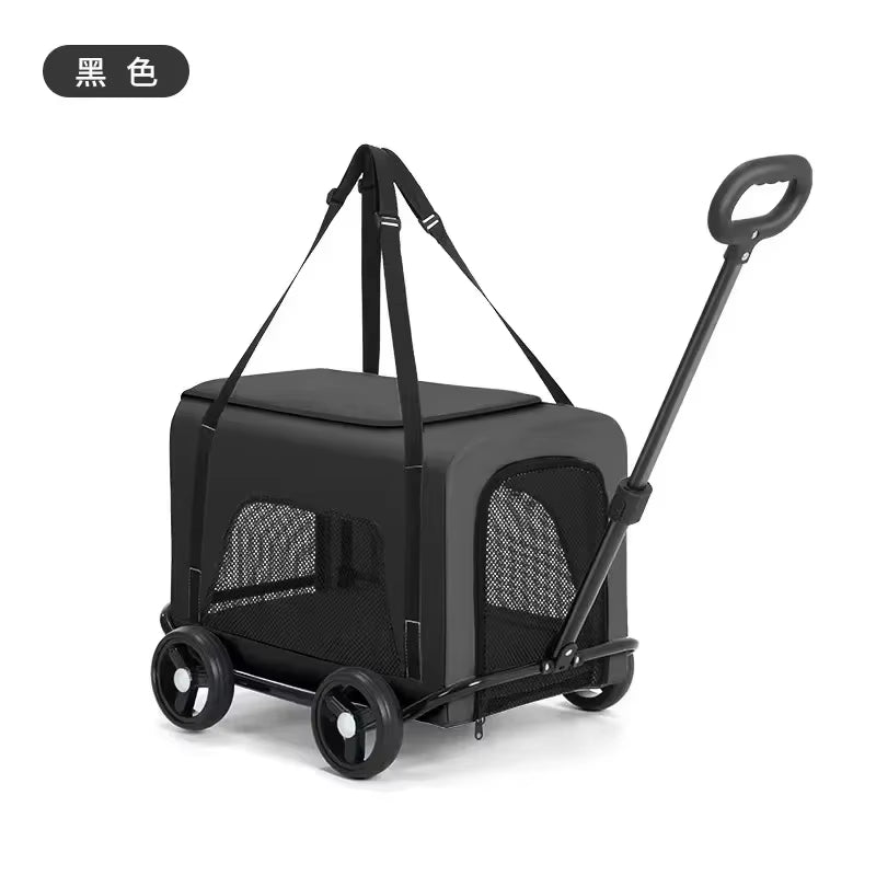 Lightweight 4-Wheel Pet Travel Trolley - Detachable Dog Stroller & Carrier for Cats and Dogs