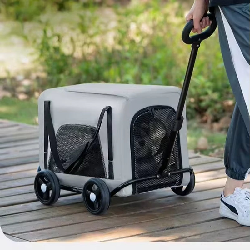 Lightweight 4-Wheel Pet Travel Trolley - Detachable Dog Stroller & Carrier for Cats and Dogs