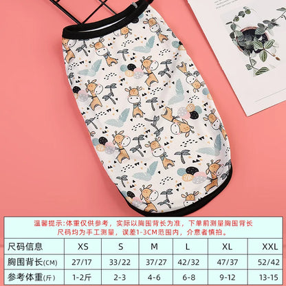 Cartoon Printing Pet Vest Summer Breathable Pet Dog Clothes for Small Dogs T-Shirt Yorkshire Chihuahua Pomeranian Spitz Vest