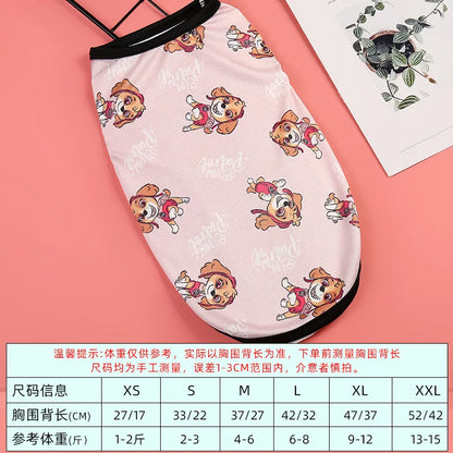 Cartoon Printing Pet Vest Summer Breathable Pet Dog Clothes for Small Dogs T-Shirt Yorkshire Chihuahua Pomeranian Spitz Vest