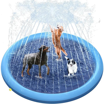 100/150/200cm Summer Happy Pet Inflatable Swimming Pool Foldable Spray Mat Dogs Kids Outdoor Interactive Fountain Toys