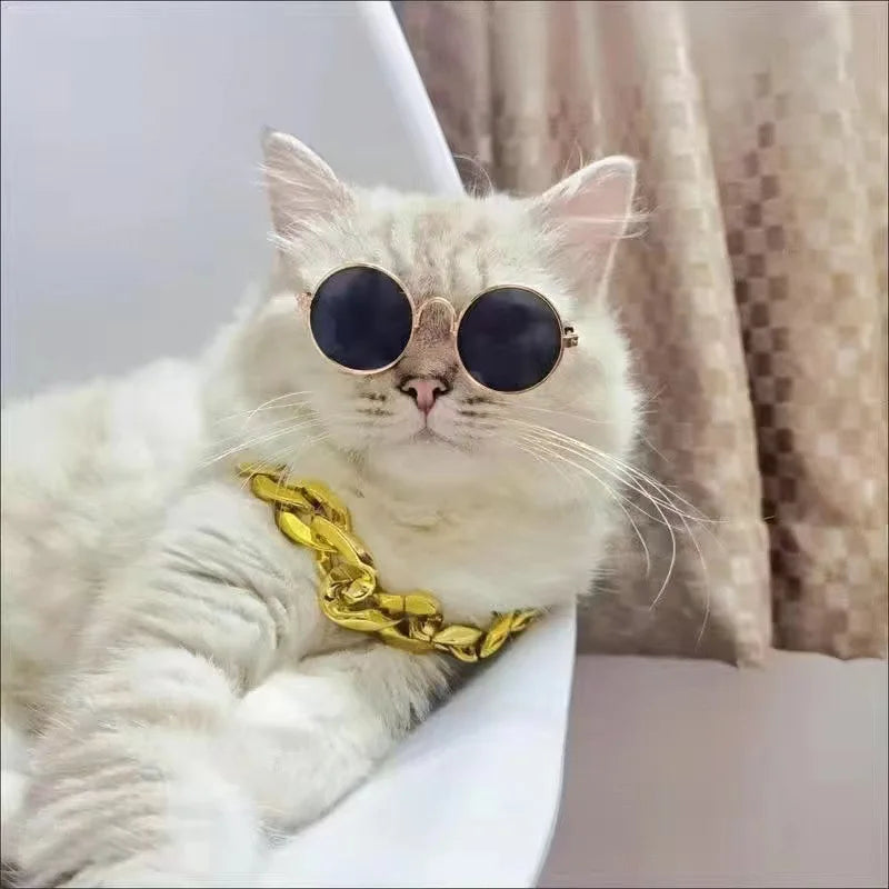 Lovely Vintage Round Cat Sunglasses Reflection Eye wear glasses For Small Dog Cat Pet Photos Pet Products Props Accessories