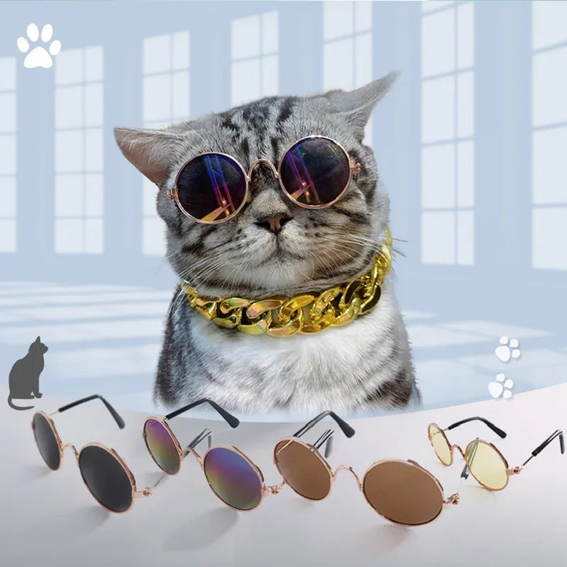 Lovely Vintage Round Cat Sunglasses Reflection Eye wear glasses For Small Dog Cat Pet Photos Pet Products Props Accessories