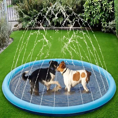 100/150/200cm Summer Happy Pet Inflatable Swimming Pool Foldable Spray Mat Dogs Kids Outdoor Interactive Fountain Toys