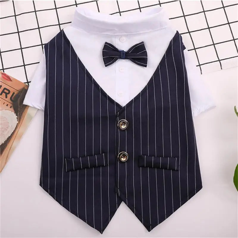 Pet Dog Cat Clothes Prince Tuxedo Bow Tie Suit Puppy Chihuahua Coat Handsome Pets Dog Suit Wedding Dress Jumpsuit Coat S-XXL