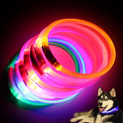 Glow Dog Collars Rechargeable LED Night Flashing Luminous USB Charging Pet Dog Puppy Neck Collar Light S M L Size