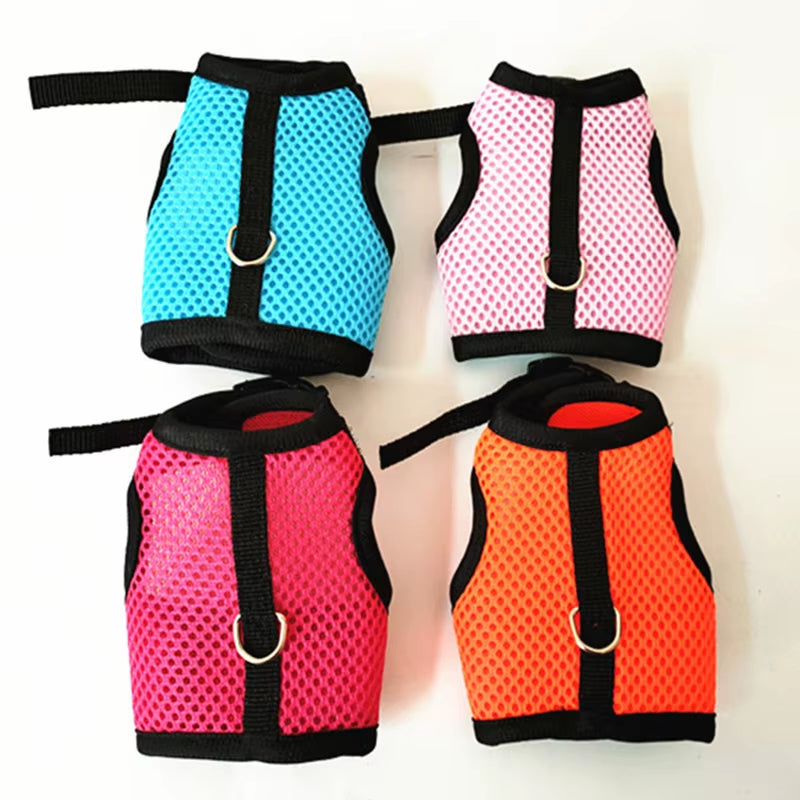 Pet Accessories Rabbit Harnesses Vest Leashes Set Soft Mesh Harness with Leash Small Animal Guinea Pig Hamsters