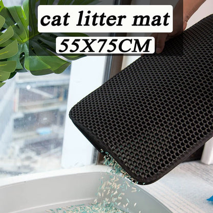 Cat Litter Mat Double Layer Pet Non Slip Big Pet Litter Box Filter Mat Wear Resistant Waterproof Cat Litter Mat Clean Supplies