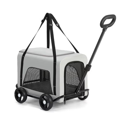 Lightweight 4-Wheel Pet Travel Trolley - Detachable Dog Stroller & Carrier for Cats and Dogs