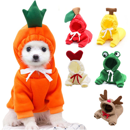 Cute Fruit Dog Clothes for Small Dogs Hoodies Winter Warm Fleece Pet Clothing Puppy Cat Costume Coat for French Chihuahua Outfit